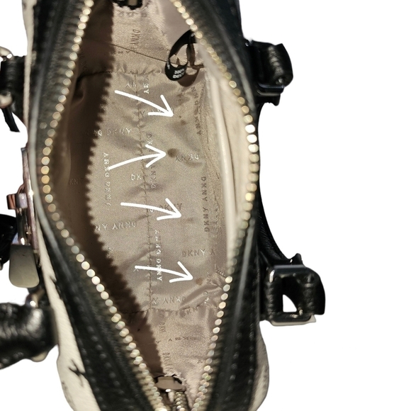 DKNY Elise Signature Logo Mini Box Crossbody Women's Handbag Cream & Black - Picture 7 of 7